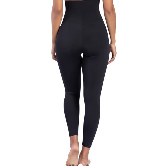 Curveez High Waist Leggings Stunning Shape Black Sz LG Shapewear CUR49709 - Picture 2 of 8